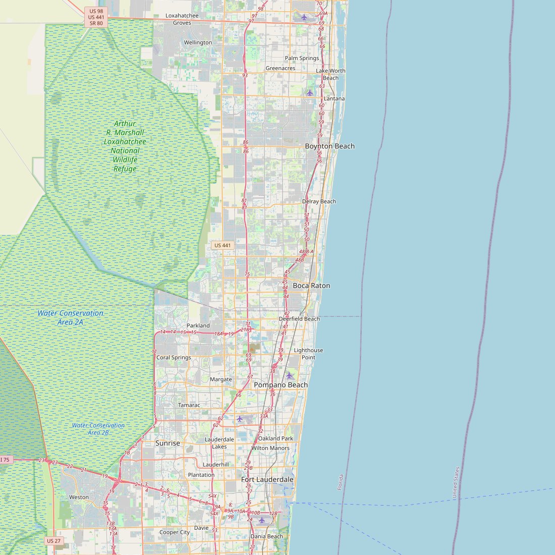 Map of Boca Raton and the South Florida mobile detailing service area